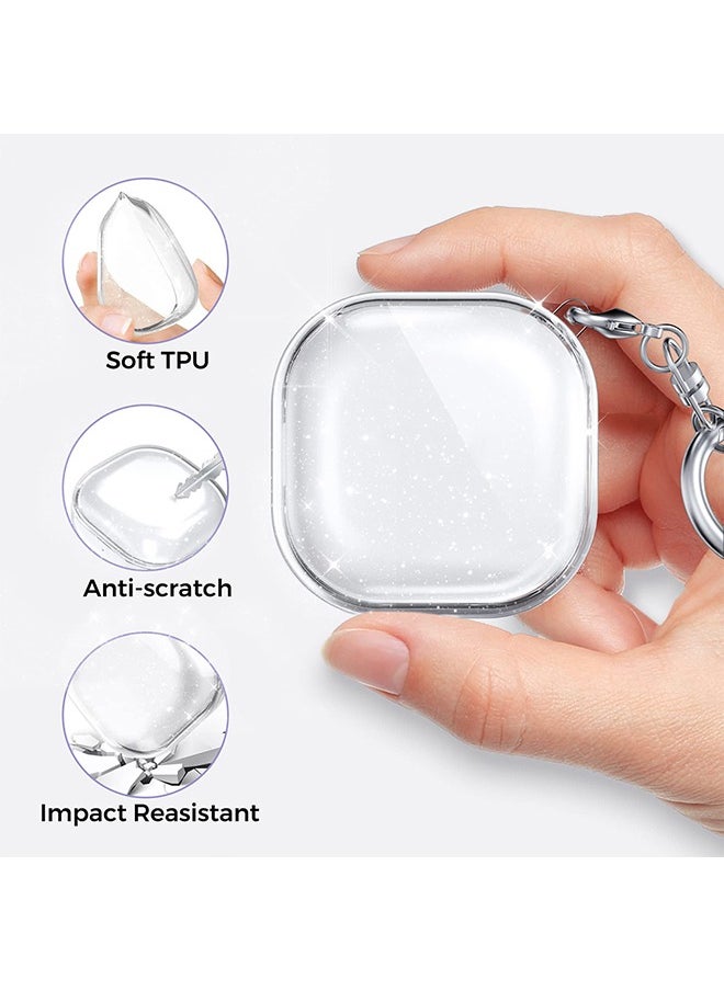 O Ozone TPU Case For Samsung Galaxy Buds FE/Galaxy Buds 2 Pro/Galaxy Buds 2/ Galaxy Buds Pro/Galaxy Buds Live Case Cover with Keychain-Shiny Transparent  - Image 4