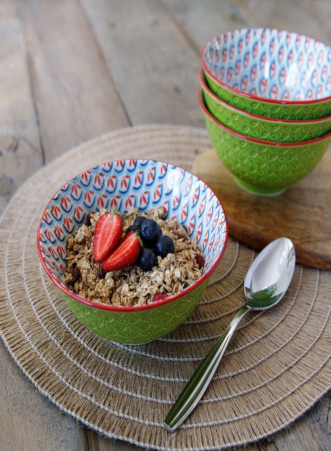 كيتشين كرافت وعاء خزفي فاخر من KitchenCraft، بنقشة زهور هندسية خضراء زاهية، بقاعدة ثابتة، آمن للاستخدام في الميكروويف وغسالة الصحون، 15.7 سم - Image 2