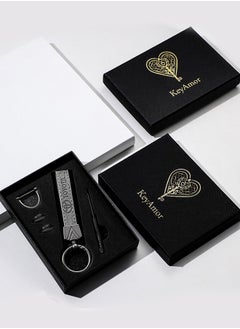 KeyAmor Elegant metal and leather keychain car key holder for adults. TOYOTA car logo keychain, stylish car keychain with 3 key rings, perfect as a fancy gift or car accessory. Features an elegant and refined grey colour and comes in a fancy gift box.  - Image 2