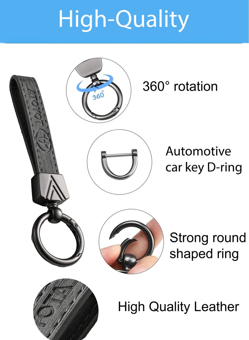 كيامور سلسلة مفاتيح أنيقة مصنوعة من المعدن والجلد للبالغين. سلسلة مفاتيح بشعار سيارة TOYOTA، سلسلة مفاتيح عصرية مع 3 حلقات مفاتيح، مثالية كهدية راقية أو كإكسسوار للسيارة. تتميز بلون رمادي أنيق وراقي، وتأتي مغلفة في علبة هدايا فاخرة. - Image 3
