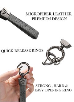 KeyAmor Elegant metal and leather keychain car key holder for adults. TOYOTA car logo keychain, stylish car keychain with 3 key rings, perfect as a fancy gift or car accessory. Features an elegant and refined grey colour and comes in a fancy gift box.  - Image 5