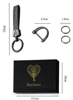 KeyAmor Elegant metal and leather keychain car key holder for adults. TOYOTA car logo keychain, stylish car keychain with 3 key rings, perfect as a fancy gift or car accessory. Features an elegant and refined grey colour and comes in a fancy gift box.  - Image 4