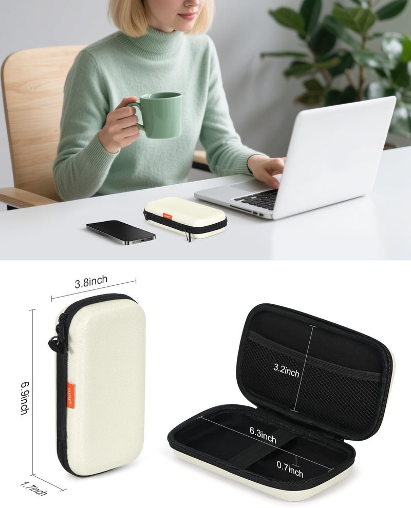 GLCON Off White Small Travel Electronic Organizer Case - Universal Hard Carrying Case Portable Storage Pouch Bag for Tech Accessories, Cable, Cord, MP3 Players, Card, Car Key Cash, SD Card - Image 2