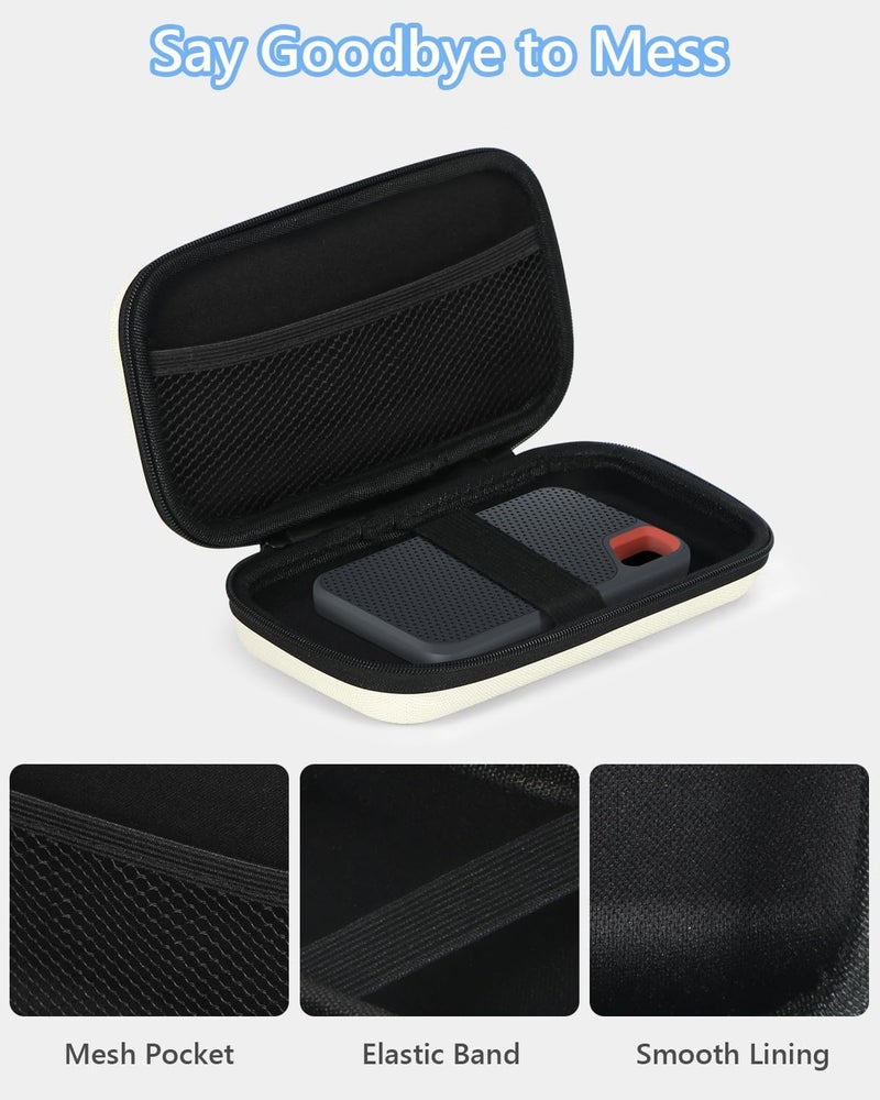 GLCON Off White Small Travel Electronic Organizer Case - Universal Hard Carrying Case Portable Storage Pouch Bag for Tech Accessories, Cable, Cord, MP3 Players, Card, Car Key Cash, SD Card - Image 5