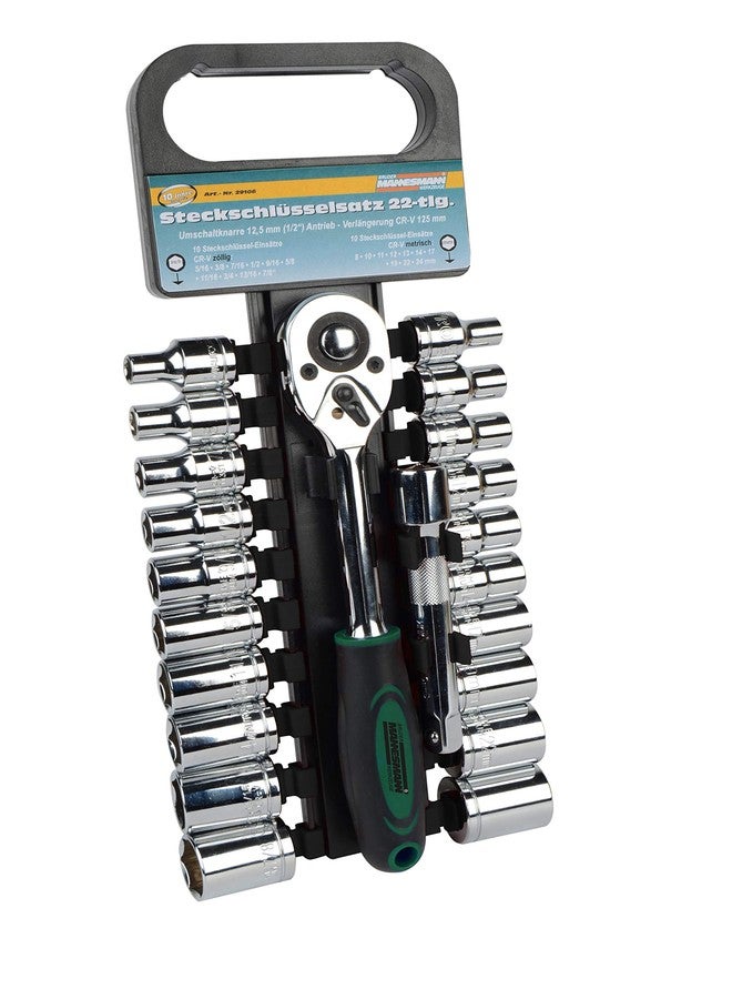 Mannesmann Brüder Socket Spanner Set, 1/2 Inch, 22 Pieces, M29106