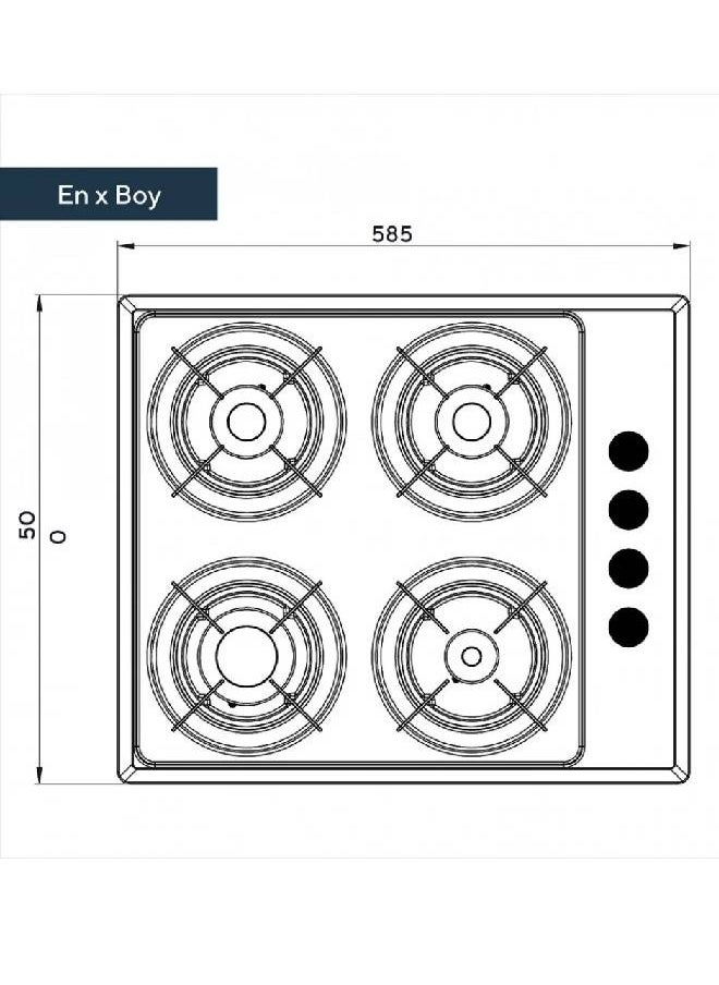 Kumtel Glass Built-in Hob - Gas - 4 Burners - 60*60 CM - Self-Igniting - Made in Turkey - Black - C65-40BTF  - Image 4