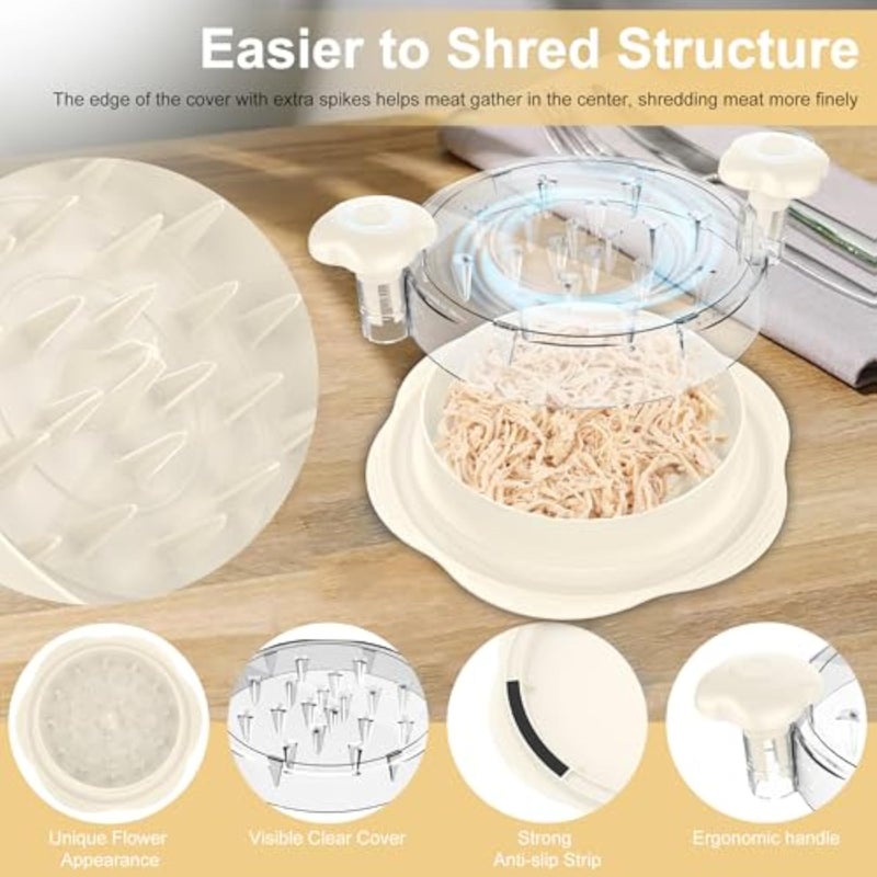 Chicken Shredder Tool Twist Large Meat Shredder with Brush&Fork, Black - Image 4
