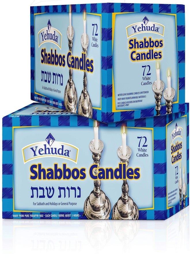 Yehuda 3 Hour Shabbos Candles, 72 Count (2 Pack - Total 144) Traditional Shabbat Dinner Table Household Candles - Image 1