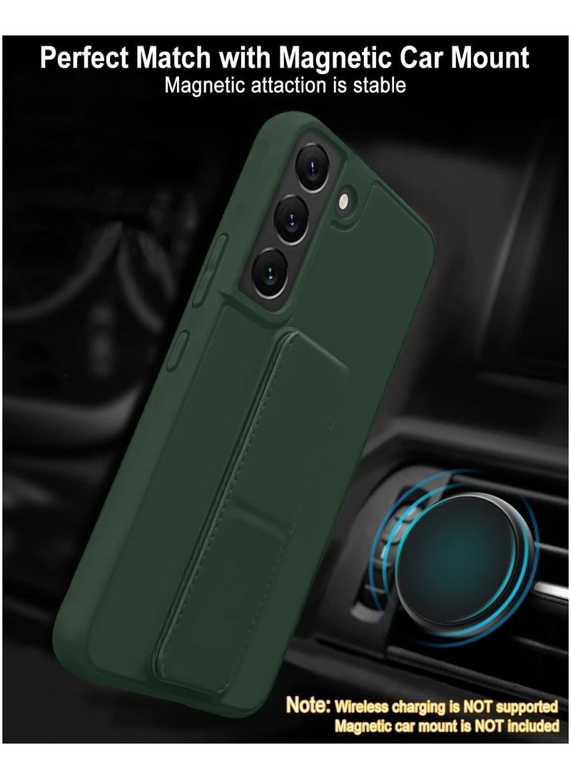 Denx Samsung Galaxy A25 Case with Kickstand and Magnetic Holder, Premium Vertical Strap and Grip with Silicone Holder, multiple viewing positions for Samsung Galaxy A25 (Dark Green) - Image 3
