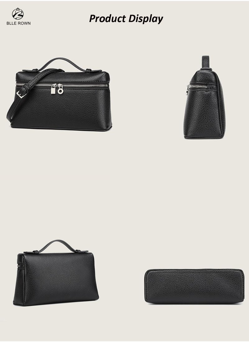 BLLE ROWN Fashionable Simple Women's Handbag Solid Black Color Crossbody Bag Leather Commuter Shoulder Bags East West Bags For Ladies  - Image 3