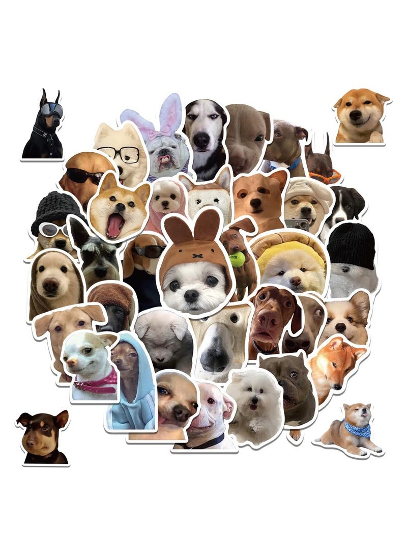 SYOSI 50Pcs Funny Dog Meme Stickers, Cute Puppy Decals, Waterproof Vinyl Pet Stickers Pack for Laptop, Water Bottle, Luggage, Skateboard, Car Bumper, Party Supplies Decor, Durable & Fade-Resistant - Image 1