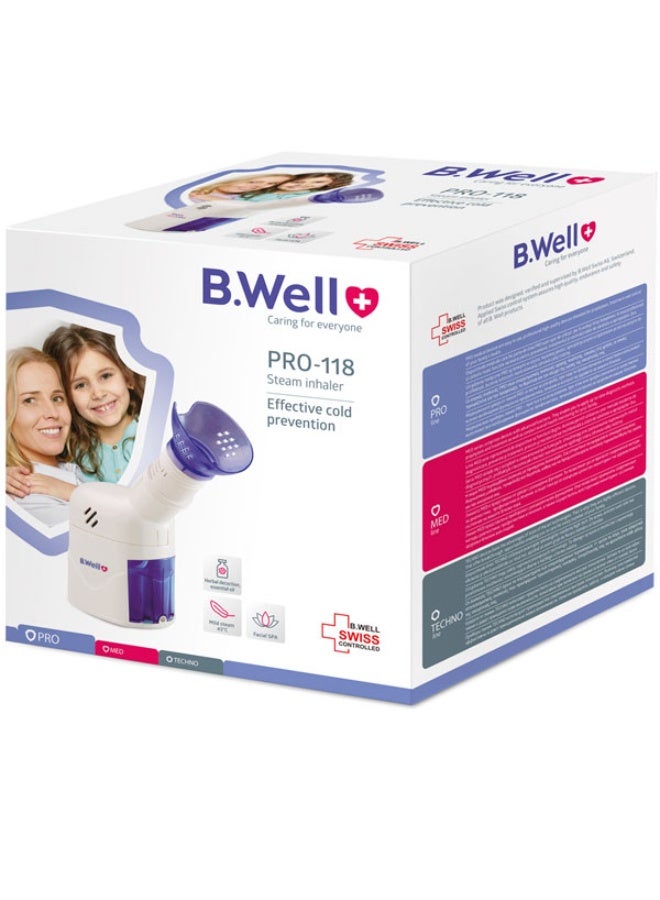 بي.ويل جهاز استنشاق بخار برو-118 لعلاج فعال لنزلات البرد والتهاب الجيوب الأنفية جهاز مدمج للعلاج التنفسي والوقاية - Image 2