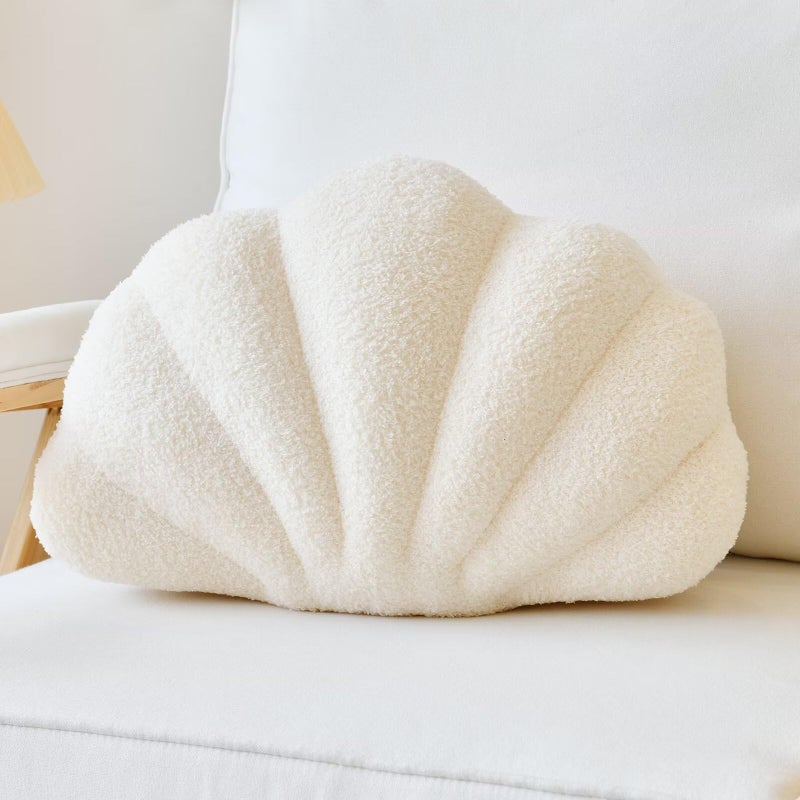 Lfsaaj Beige Seashell Throw Pillows Shell Shaped Throw Pillows 13 Inch Soft Home Decorative Pillow Plush Cushion for Bed Couch Living Sofa Room Decor Accent Throw Pillow