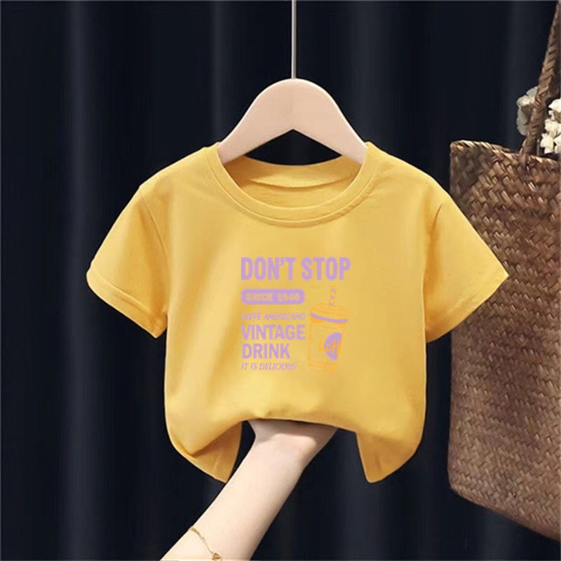 2223# Children'S Wear Round Neck T-Shirt Children'S Doll Letter Printed Base Shirt 100% Cotton Top - Image 5