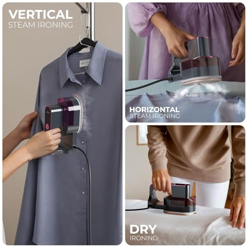 XECH Garment Steamer for Clothes | 1200W Mini Handheld Steamer | Vertical & Horizontal Use Fast Steam Generation | Travel-Friendly | House Warming Gifts for Women, Wife (SteamX) (Purple) - Image 2