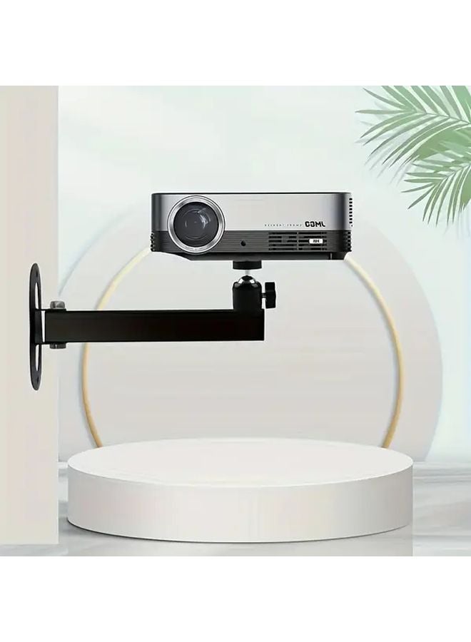 Single Arm Black Wall Mounted Projector Bracket Foldable Arm Heavy Duty Carbon Steel - Image 2