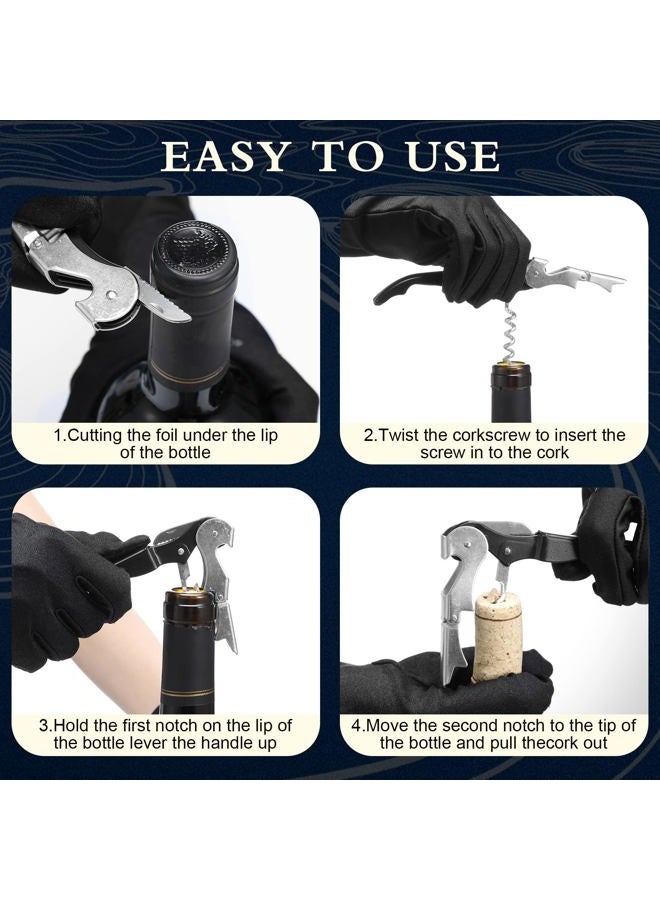 Raiten Waiter Corkscrew Wine Openers Heavy Duty Hinges Wine Key Bottle Opener All in One Double Hinged Waiter's Corkscrew with Foil Cutter Wine Tools for Bartenders Servers Sommelier (Black, 60) - Image 2