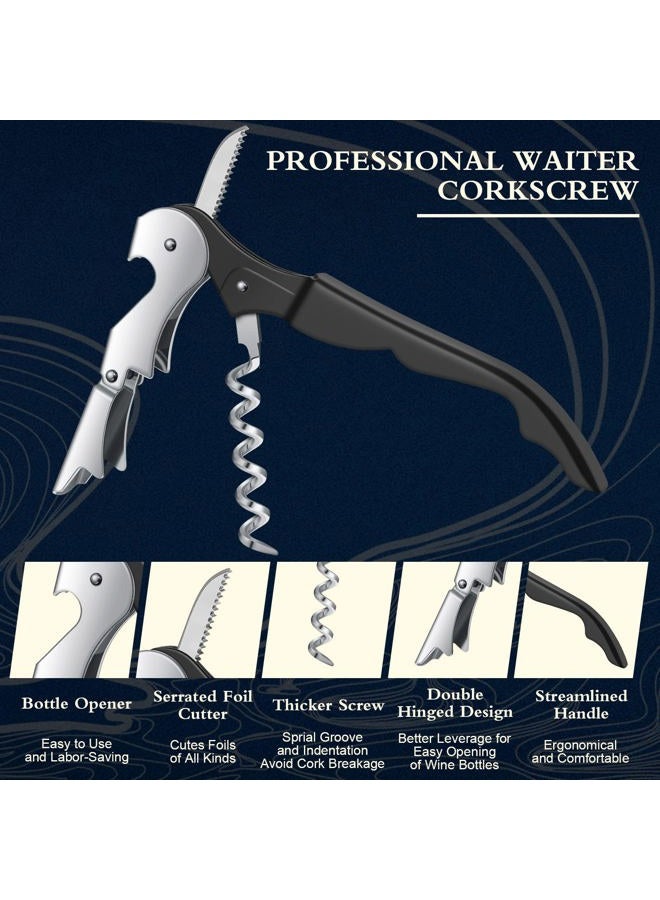 Raiten Waiter Corkscrew Wine Openers Heavy Duty Hinges Wine Key Bottle Opener All in One Double Hinged Waiter's Corkscrew with Foil Cutter Wine Tools for Bartenders Servers Sommelier (Black, 60) - Image 4
