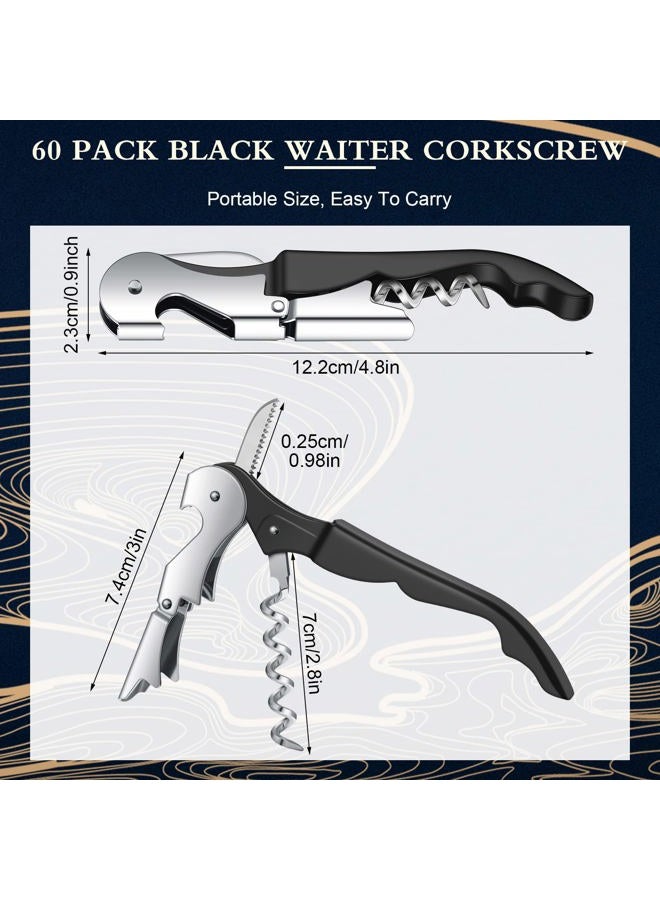 Raiten Waiter Corkscrew Wine Openers Heavy Duty Hinges Wine Key Bottle Opener All in One Double Hinged Waiter's Corkscrew with Foil Cutter Wine Tools for Bartenders Servers Sommelier (Black, 60) - Image 5