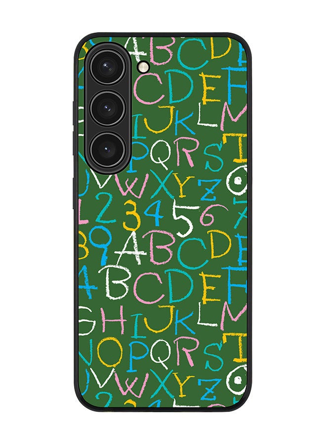 Stylizedd Rugged Black edge case for Samsung Galaxy S23 5G Slim fit Soft Case Flexible Rubber Edges Anti Drop TPU Gel Thin Cover - Green Board Alphabets - Image 1