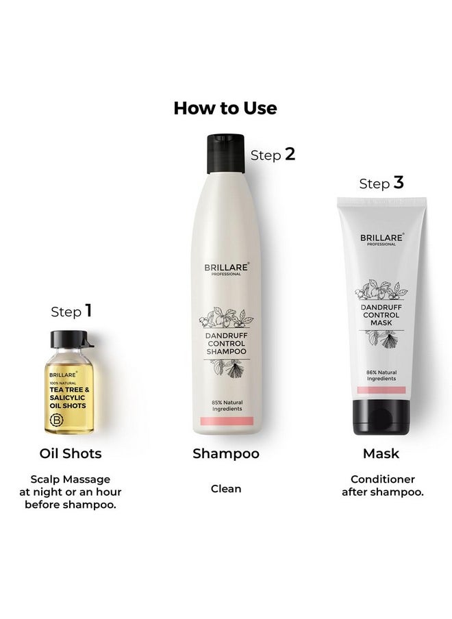 BRILLARE Anti Dandruff Treatment Combo, Controls Dandruff, Gives Relief From Itchy & Flaky Scalp, Shampoo 300Ml, Conditioner 125Ml And Oil Shots (8 Shots X 6Ml Each)  - Image 3
