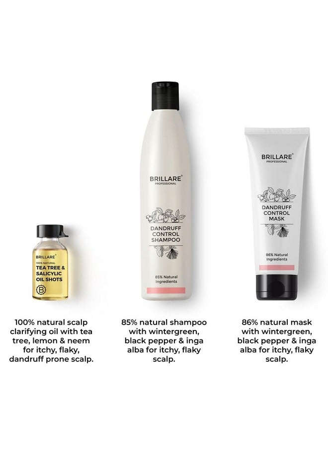 BRILLARE Anti Dandruff Treatment Combo, Controls Dandruff, Gives Relief From Itchy & Flaky Scalp, Shampoo 300Ml, Conditioner 125Ml And Oil Shots (8 Shots X 6Ml Each)  - Image 2