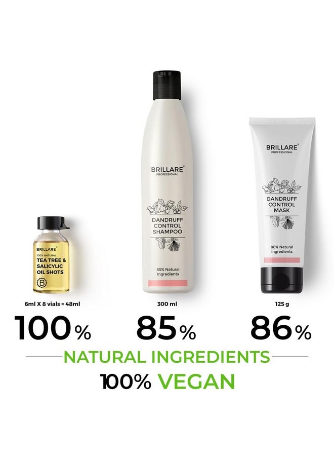 BRILLARE Anti Dandruff Treatment Combo, Controls Dandruff, Gives Relief From Itchy & Flaky Scalp, Shampoo 300Ml, Conditioner 125Ml And Oil Shots (8 Shots X 6Ml Each)  - Image 5