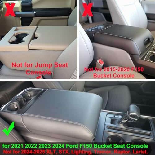 Zxiaochun Center Console Organizer Compatible with 2021 2022 2023 2024 Ford F150 Interior Accessories, Armrest Box Insert Storage Tray (Full Console w/Bucket Seats ONLY)-Red Trim - Image 2