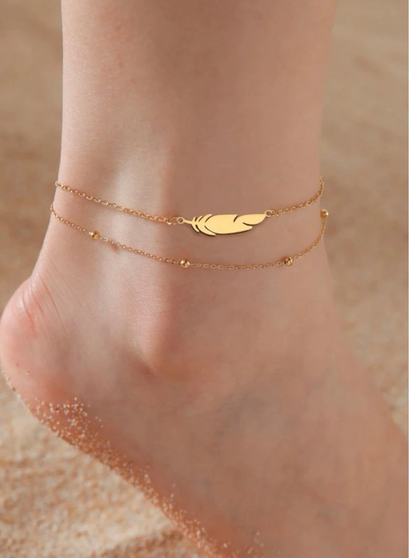 Stainless Steel Gold Plated Anklet - Image 1