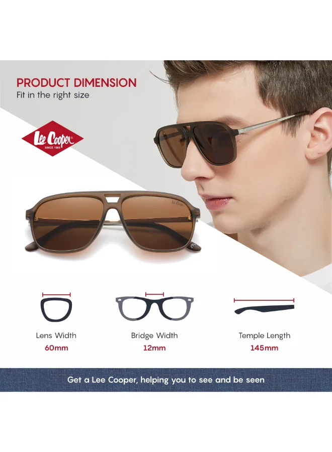 Lee Cooper Polarized Sunglasses Light Brown Frame Brown Mirror Lens 60mm  - LC1001C02