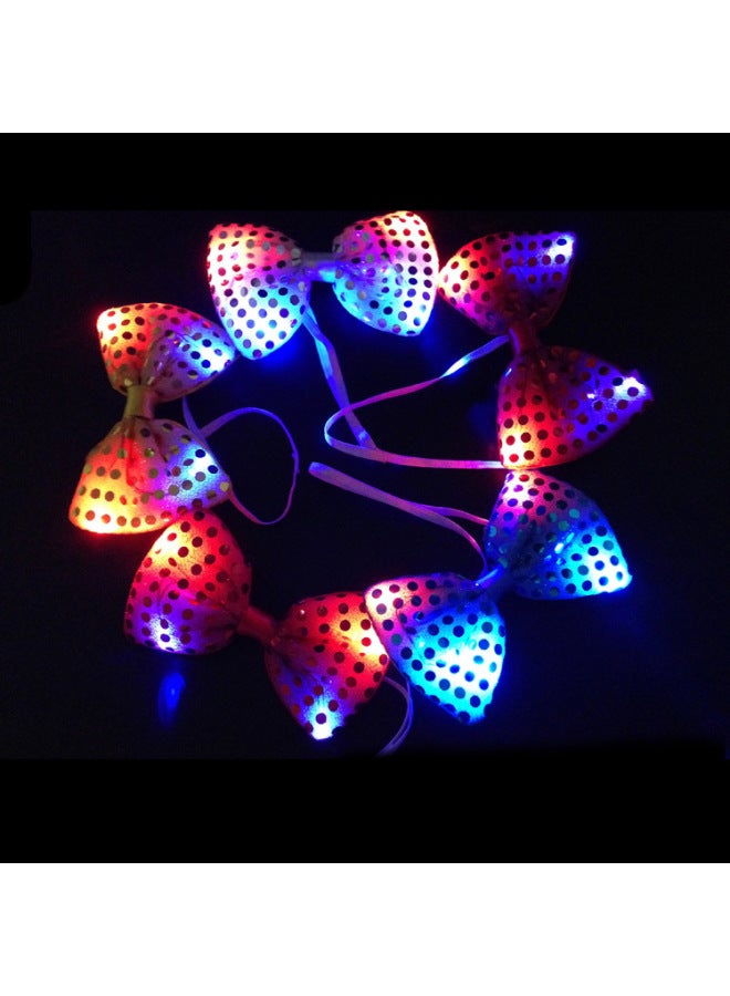 Loquat Luminous Led Sequins Flash Bow Tie Tie Clip Stage Performance Bar Wedding Festival Supplies-Color:Glowing Bow Tie - Image 4