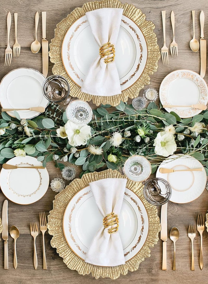 Set of 6 Gold Charger Plates – 13" Round Plastic Reef Plate Chargers for Dinner Plates, Wedding, and Elegant Décor Place Settings - Image 4