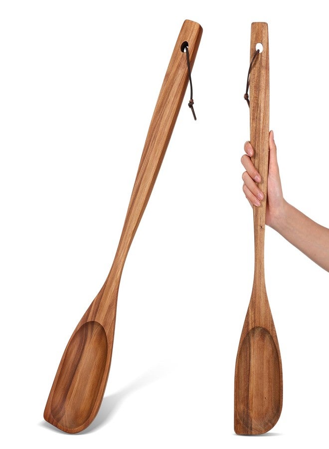 FillTouch 24 Inch Large Wooden Spoon for Cooking, Acacia Natural Wood Corner Spoon with Long Handle, Versatile Wood Spoons for Stirring, Flipping, Serving, Scraping - Image 1