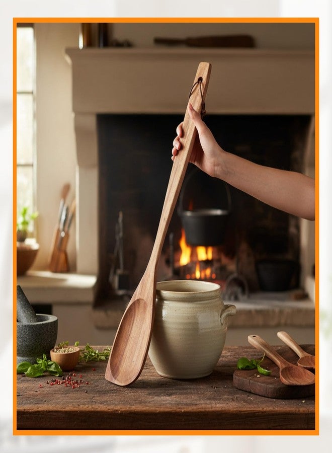 FillTouch 24 Inch Large Wooden Spoon for Cooking, Acacia Natural Wood Corner Spoon with Long Handle, Versatile Wood Spoons for Stirring, Flipping, Serving, Scraping - Image 2