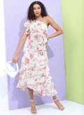 Tokyo Talkies ivory with pink floral print