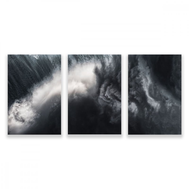 ماركتنا ثلاث لوحات قماشية مودرن بتصميم رسم تجريدي مع برواز مجوف مقاس (150×70) ثلاث قطع - Image 1