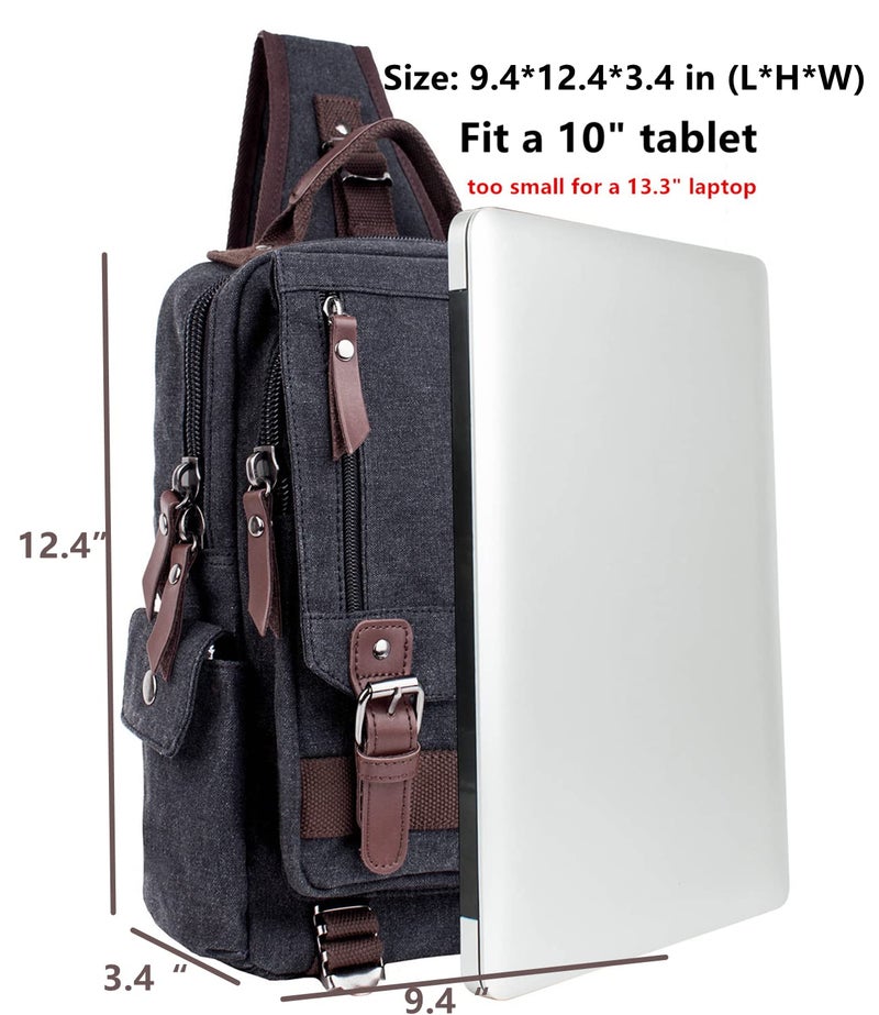 Leaper Retro Crossbody Bag Sling Bag Canvas Messenger Bag for Men Women Shoulder Bag Crossbody Handbags Satchel Dark Blue, M - Image 3