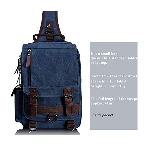 Leaper Retro Crossbody Bag Sling Bag Canvas Messenger Bag for Men Women Shoulder Bag Crossbody Handbags Satchel Dark Blue, M - Image 2