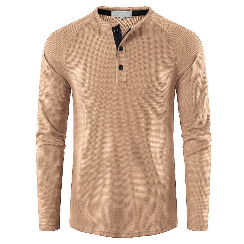 Autumn and Winter New Half Open Collar Men''s T-Shirt Pure Color and Popular Long-Sleeved Loose Export Bottoming Polo - Image 1
