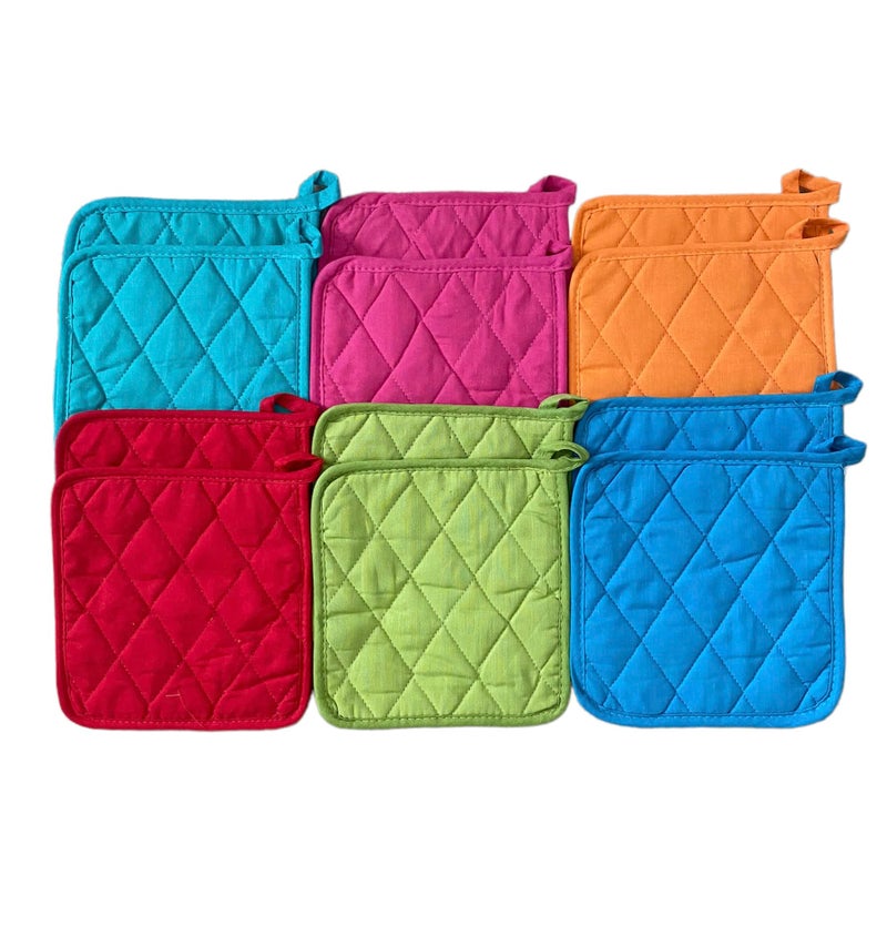 Classic Home Classic Home 12 Pack Dozen Pot Holders Cotton Heat Resistant Kitchen Essential Potholder Set Trivet for Cooking and Baking with Hanging Loops 