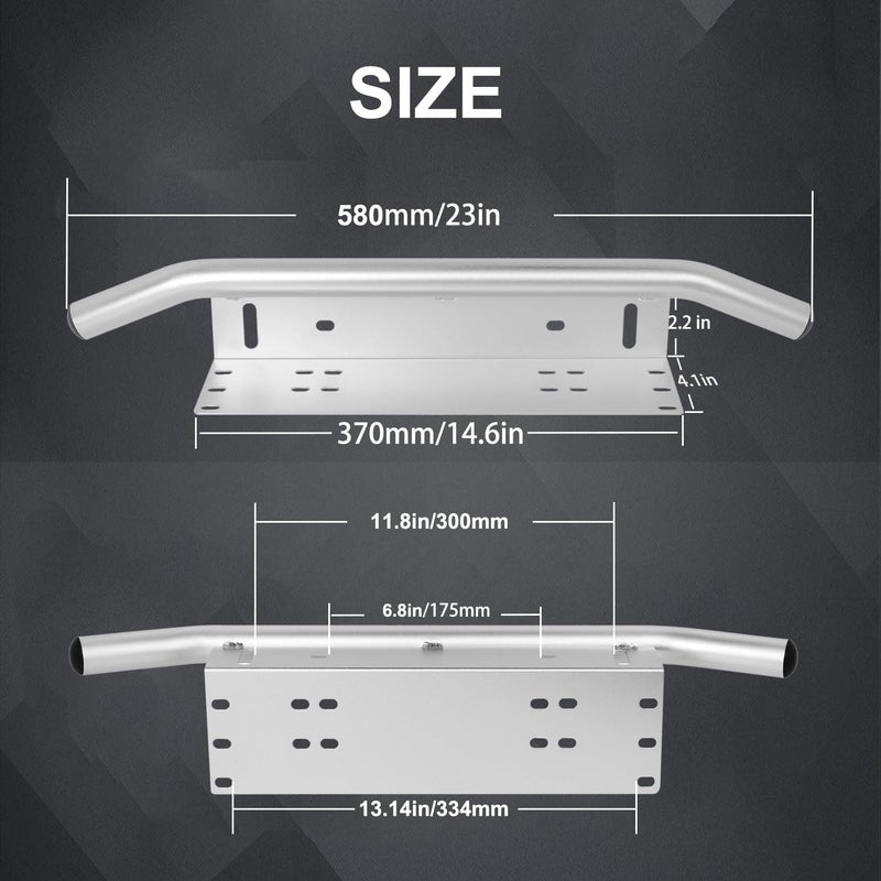 Jtron Universal License Plate Bumper Frame for Off Road Jeep LED Work Light Bar Mounting Bracket - Silver - Image 3