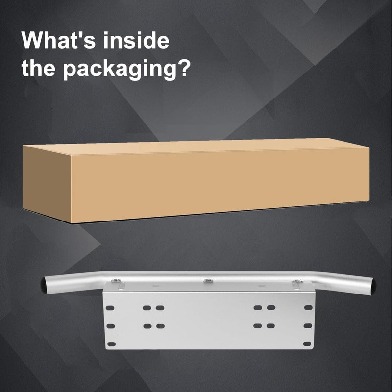 Jtron Universal License Plate Bumper Frame for Off Road Jeep LED Work Light Bar Mounting Bracket - Silver - Image 5