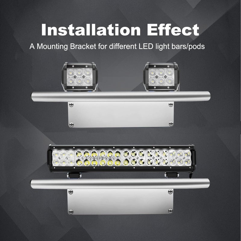 Jtron Universal License Plate Bumper Frame for Off Road Jeep LED Work Light Bar Mounting Bracket - Silver - Image 4