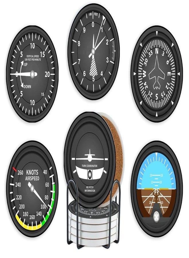 Onebttl Pilot Gifts for Men Dad Grandpa Pilots Aviation Lovers, Aviation Gifts Ceramic Coaster, Set of 6 with Gift Box & Cork Base, Plane Gift for Christian, Father's Day, Christmas, Birthday - Image 1
