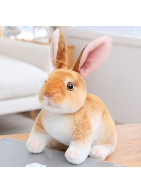 Simulation Animal Standing White Rabbit Lying Posture Rabbit Plush Toy Rabbit Desktop Ornaments Zodiac Rabbit Lying Posture Doll-Specifications:17#-Color:Brown Rabbit