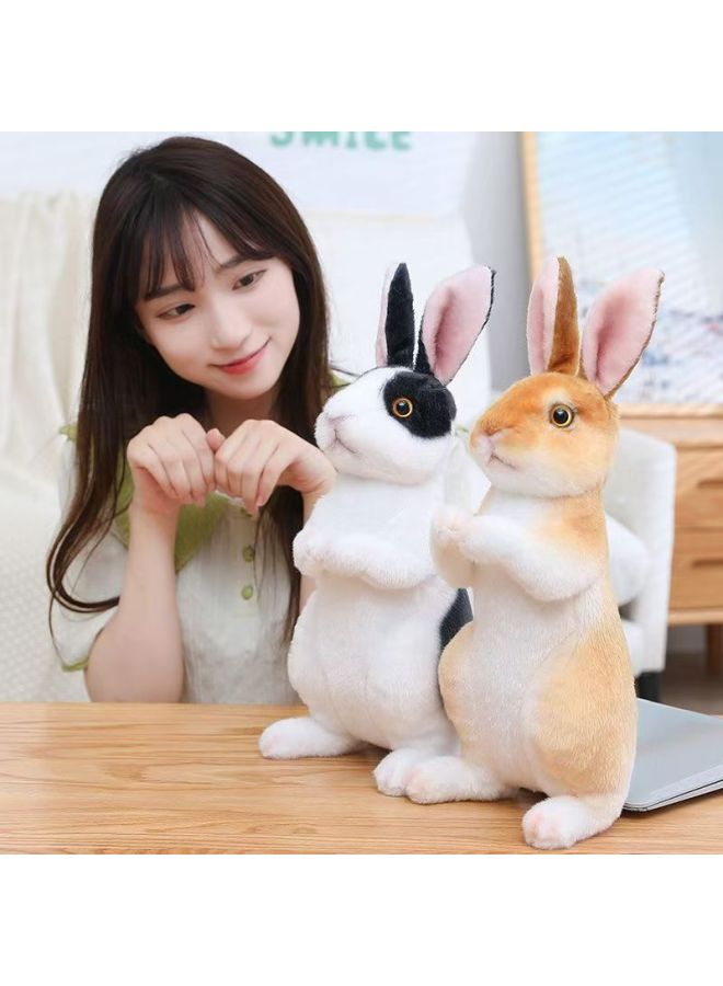 Simulation Animal Standing White Rabbit Lying Posture Rabbit Plush Toy Rabbit Desktop Ornaments Zodiac Rabbit Lying Posture Doll-Specifications:17#-Color:Brown Rabbit