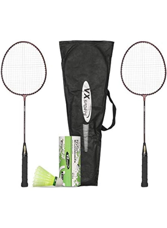 Vector X VXB0 Aluminum Badminton Racket Set – Lightweight, Beginner-Friendly, Durable Rackets with Shuttlecocks & Protective Cover, Ideal for Training & Home Use - Image 1