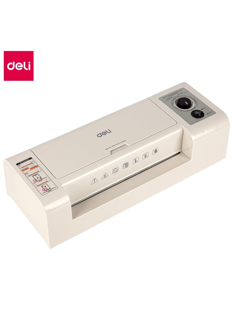 Deli Deli E3891 A4 Laminator, Laminating Machine, 300mm/min Laminate Speed,  Laminating Range(mic) 80-200, ABS  Material Cover.  - Image 1