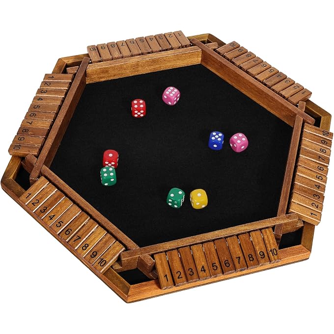 Elongdi Upgraded 1-6 Player Shut The Box Dice Game with 12 Dice+Bonus Wooden 12 Dice, Classic Wooden Board Table Math Game for Adults,Kids/Tabletop Board Games for Classroom,Home,Party or Pub - Image 3