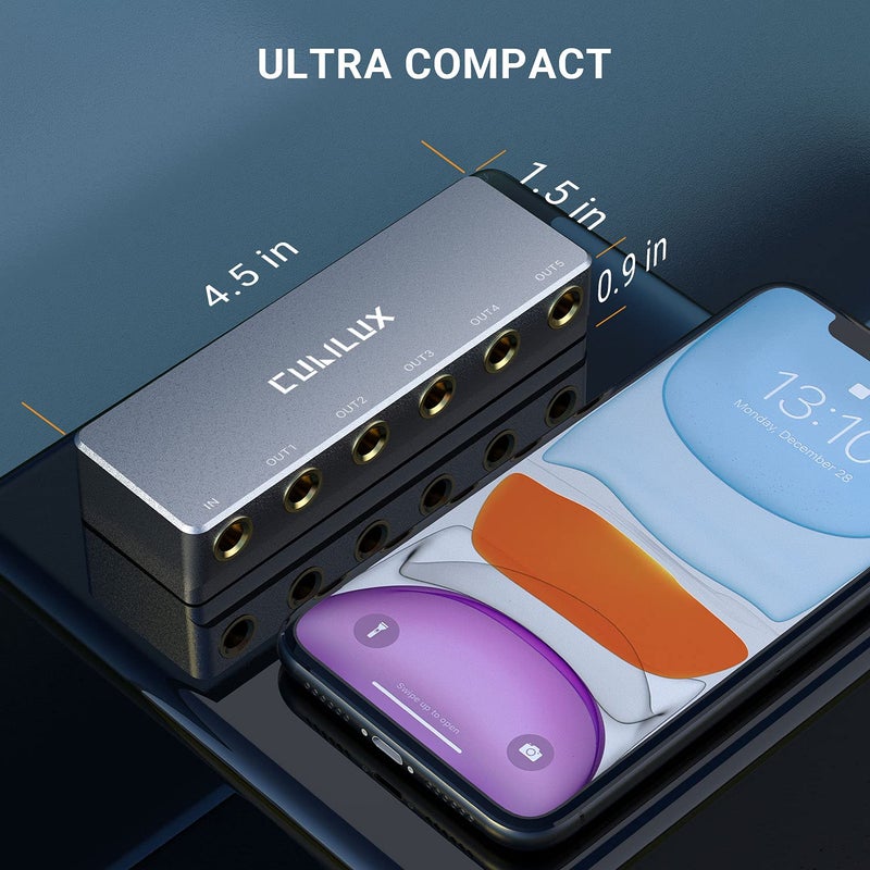 Cubilux موزع إشارة كيوبي لوكس 5-طرق بربع بوصة، موزع صوتي سلبي 1/4 بوصة، صندوق موزع متعدد المنافذ 6.35 مم للأدوات، جيتار البيس، لوحة المفاتيح، سماعات الرأس، مراقب الاستوديو، مكبر الصوت، المضخم - Image 5